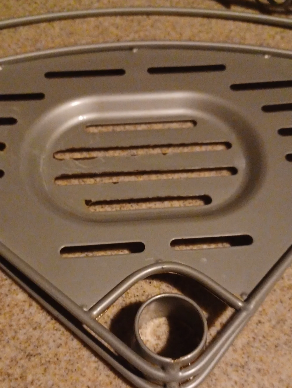 >  Mainstays Satin Nickel Shower Caddy Tension Rod with Silver Finish